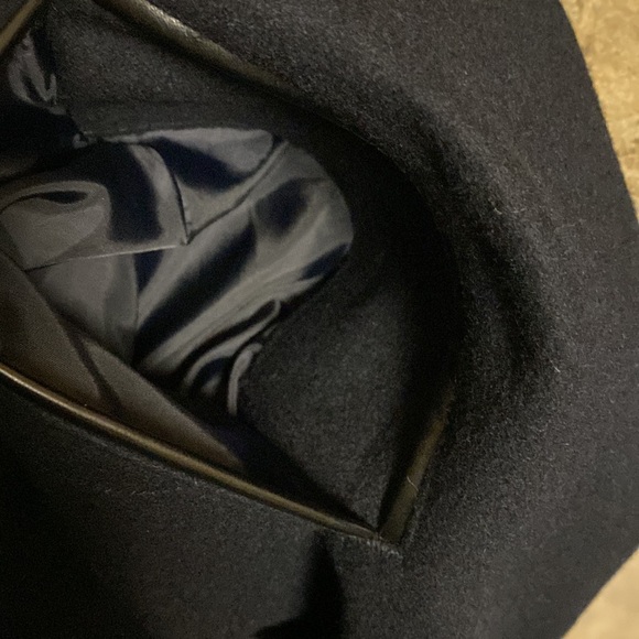 ☃️Liz Claiborne Womens Duffle Hooded Toggle Coat Wool Blend - Navy Blue (Large) - Picture 4 of 14